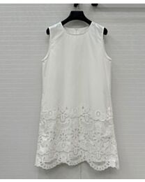 Valentino Women's Hollow Embroidery Sleeveless Dress White
