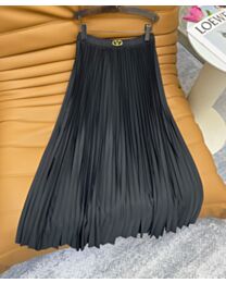 Valentino Pleated Denim Maxi Skirt Black