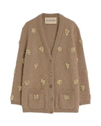Valentino Women's Garavani Heart Embellished Cardigan Aprciot