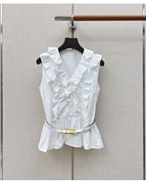 Valentino Women's Ruffled Sleeveless Top White