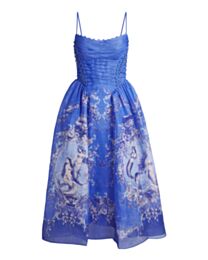 Zimmermann Women's Linen-Silk Midi Dress Blue