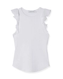 Zimmermann Women's Awaken Ruffled Ribbed Cotton-Blend Jersey Tank White