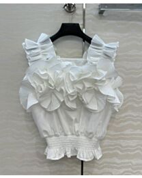 Zimmermann Women's 3D Flower Pleated Shirt Top White