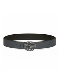 Gucci Reversible Belt With Interlocking G Buckle Gray
