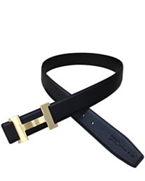 Hermes Men's H belt buckle & leather strap Black