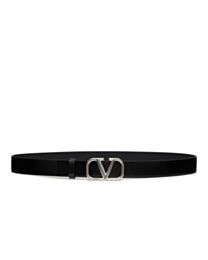 Valentino Vlogo Signature Calfskin Belt Black