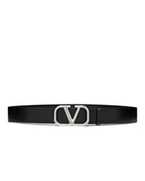 Valentino Vlogo Signature Calfskin Belt Black