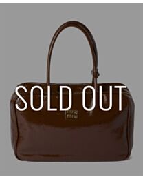 Miumiu Beau Naplak Patent Leather Bag Coffee