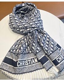 Not for sale: Christian Dior Oblique Printed Wool Blend Shawl Dark Blue