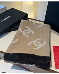 Not for sale: Chanel Logo Print Cashmere Scarf Khaki