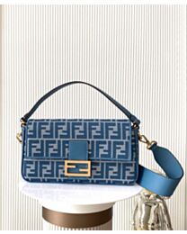 Not for sale: Fendi Baguette Denim-effect FF Jacquard Bag Blue