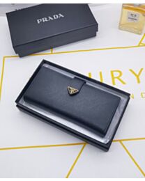 Not for sale: Prada Triangle Logo Plaque Open-Fold Wallet Black