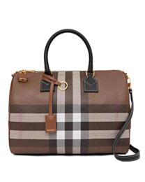 Burberry Check And Leather Medium Bowling Bag