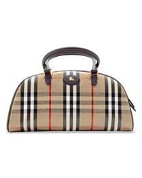 Burberry Canvas Highlands Bowling Top-Handle Bag Dark Coffee
