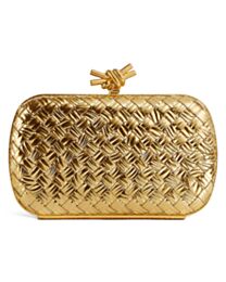 Bottega Veneta Leather Knot Minaudiere Clutch Bag 844108 Golden