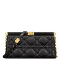Christian Dior Caro Colle Noire Clutch With Chain 