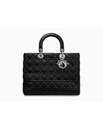 Christian Dior Lady Dior Large Classic Tote Bag With Lambskin Black