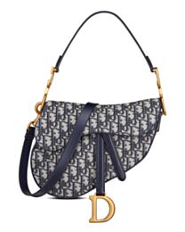 Christian Dior Saddle Bag With Strap Dark Blue