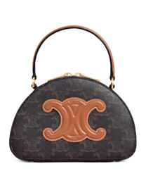 Celine Logo Print Half Moon Box Bag 10K642 Coffee