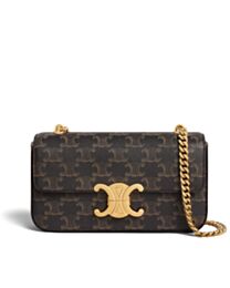 Celine Chain Shoulder Bag Triomphe In Triomphe Canvas Coffee