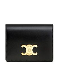 Celine Triomphe Shiny Calfskin Business Card Holder 10M123 Black