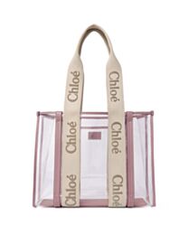 Chloe Woody Tote Bag In Jelly & Leather Pink
