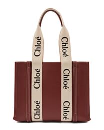 Chloe Woody Medium Leather Tote Coffee