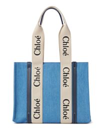Chloe Medium Woody Tote Bag Blue