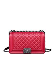 Chanel Lambskin Medium Boy Bag A67086 Red