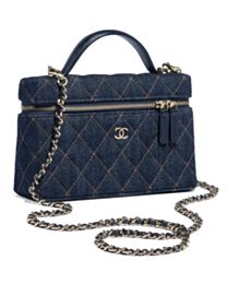 Chanel Denim Top Handle Classic Vanity AP4385 Dark Blue