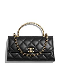 Chanel Flap Phone Holder With Chain AP2946 Black