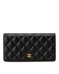 Chanel Quilted Bi-fold Wallet in Lambskin Black