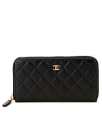 Chanel Matrasse Around Zipper Long Wallet Black