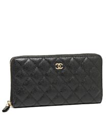 Chanel Matrasse Around Zipper Long Wallet Black