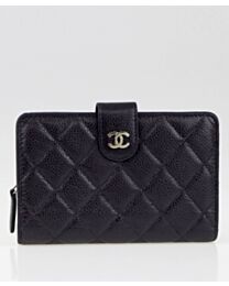 Chanel Caviar Quilted Zip Pocket Wallet Black