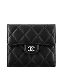 Chanel Lambskin Compact Flap Wallet Black
