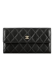 Chanel Rectangle Quilted Wallet in Lambskin Black