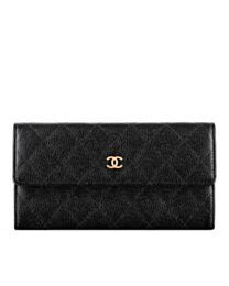 Chanel Quilted Flap Wallet in Caviar Black