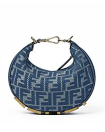 Fendi Denim-Effect Ff Jacquard Mini-Bag 8BS081 Blue