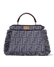 Fendi Peekaboo ISeeU Extra Small Denim Jacquard Bag 8BN335 Blue