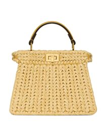 Fendi Sand Leather And Interlaced Fibre Bag 8BN335 Apricot