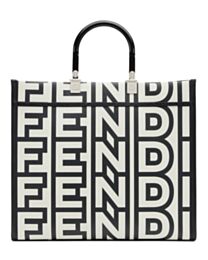 Fendi Sunshine Medium Two-tone printed leather Fendi Roma Capsule Shopper 8BH386 Black