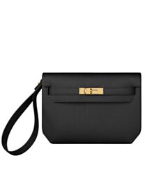 Hermes Kelly Depeches 25 Pouch Black