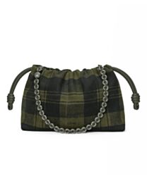 Loewe Medium Flamenco Purse In Tartan Suede Green