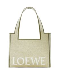 Loewe Small Font Tote In Jacquard Canvas Gray