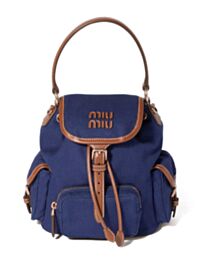 Miumiu Canvas And Leather Backpack 5BZ043 