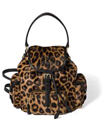 Miu Miu Printed Leather Backpack 5BZ043 Coffee