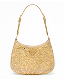 Prada Cleo Satin Bag With Crystals 1BC169 Golden