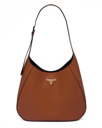 Prada Large Leather Shoulder Bag With Topstitching 1BC181 
