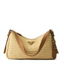 Prada Aimee Large Crochet And Leather Bag Apricot